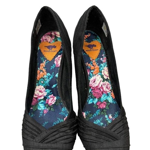 Rocket Dog Black Fabric Ruched Round Toe Stiletto Heel Pumps Size 8.5 M‎ - Picture 7 of 12